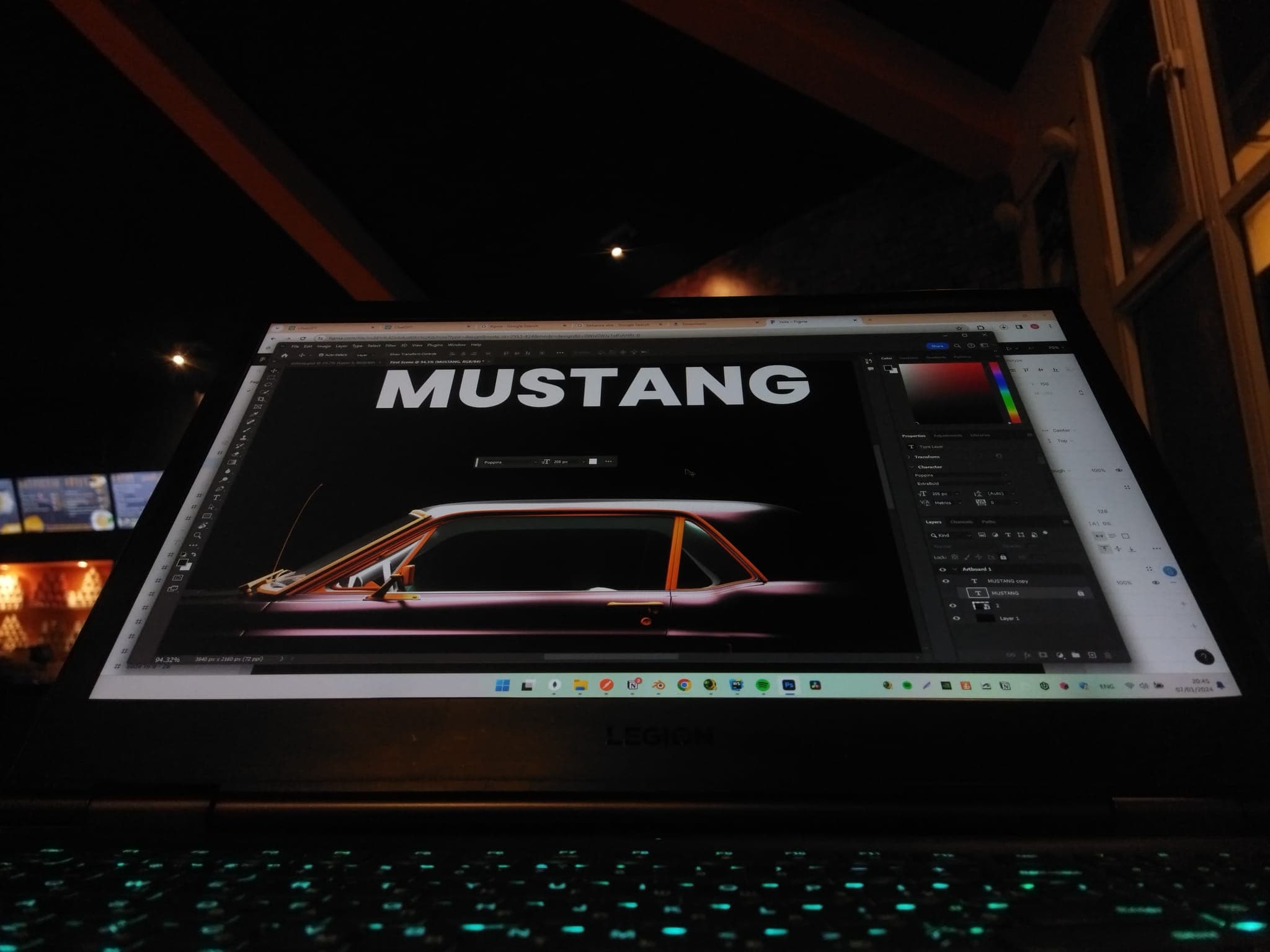Mustang scene, late-night screen